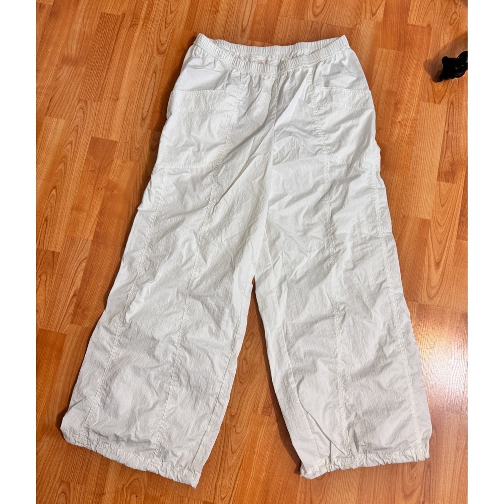 Free People Movement Off the Record Pants L Wide Leg White Utility Y2K Parachute - Picture 3 of 16